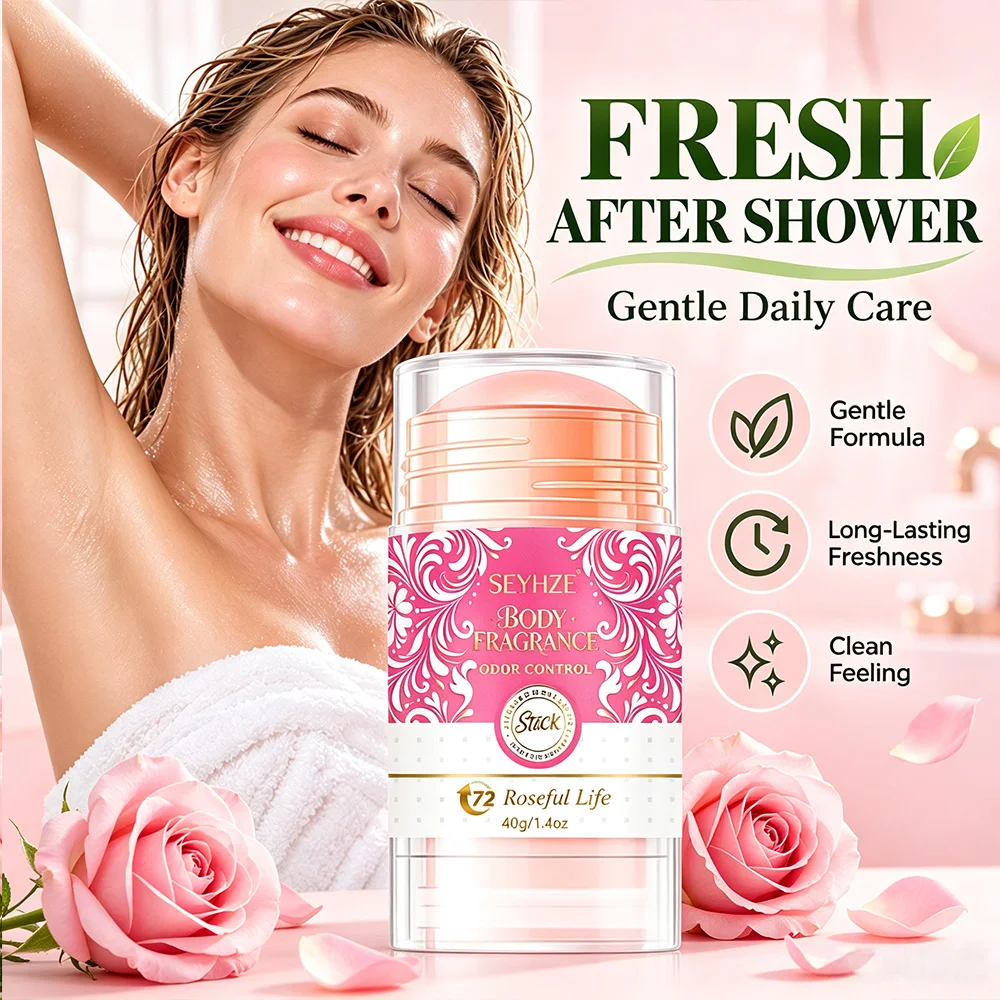 SEYHZE 40g underarm deodorant stick, with coconut oil, shea butter, aloe, aluminum-free, 72h odor control, long-lasting scent,