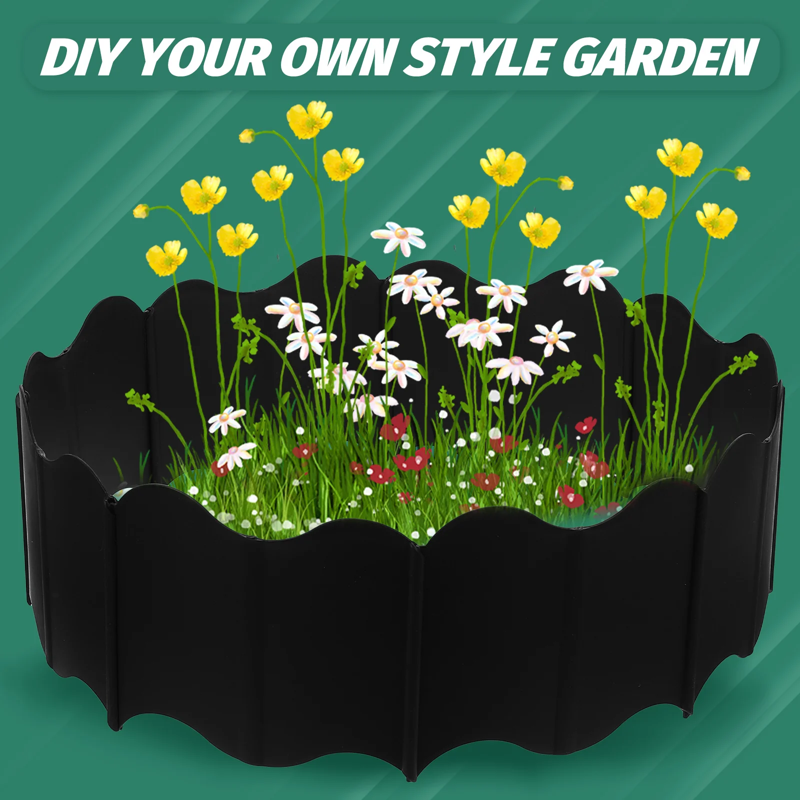 

1Set Lawn Fence Interlocking Plastic Garden Edging Border Flexible Curved Design Outdoor Courtyard Partition Fence Decor