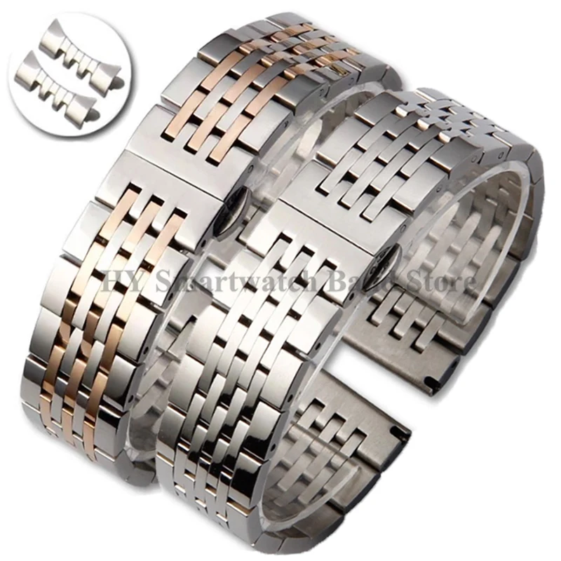 12/14/16/17/18/19/20/21/22/23/24mm Solid Stainless Steel Watch Band for Men Women Sport Wrist Band Butterfly Buckle Watch Strap