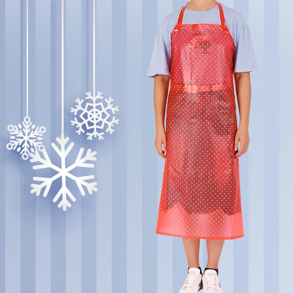 

1pc Oil-proof Apron Sleeveless Waterproof Save-all Transparent PVC Apron Cooking Supply Red