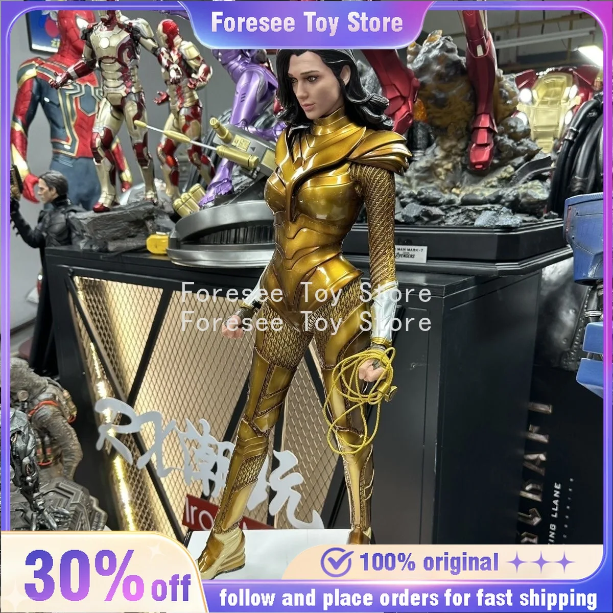 

In Stock 70cm Wonder Woman Figure Detective Comics Anime Surroundings Figure Desktop Ornament Decorations Best Gift for Children