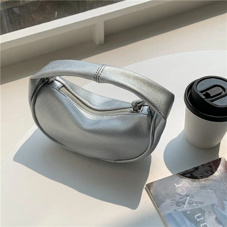 Soft Leather Crossbody Bags for Women 2023 Y2K Designer Luxury Silver Handbags and Purses Fashion Casual Chain Hobo Bag