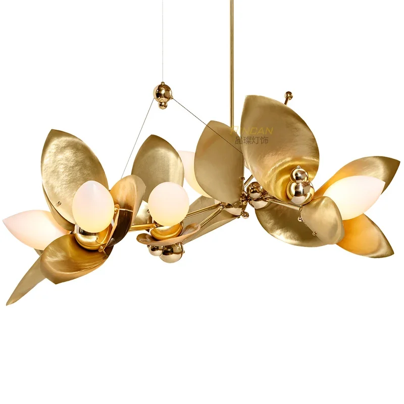 

New restaurant chandelier full copper ginkgo petal leaf bar light art light