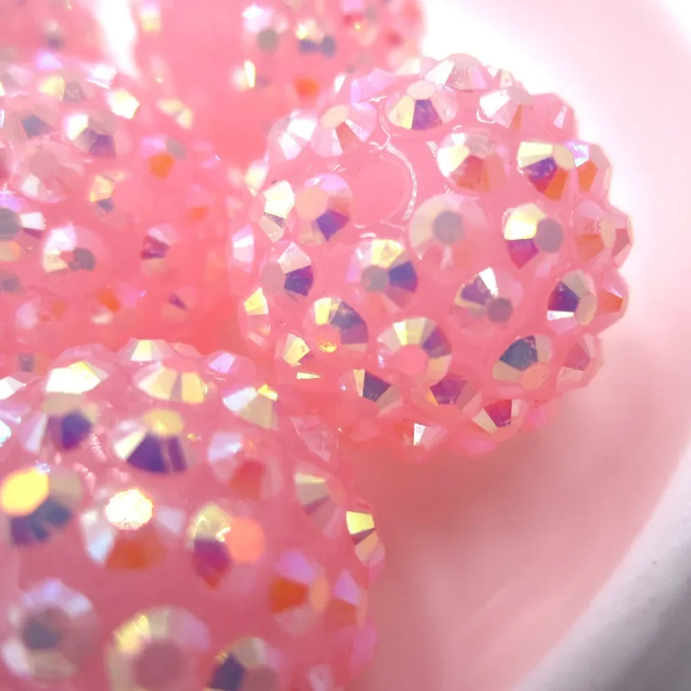 12-16-20MM Girls Lovely No.8 AB Pink Color Resin Rhinestone Ball Bead Bubblegum Beads For Jewelry Pen Making Accessories 100PCS