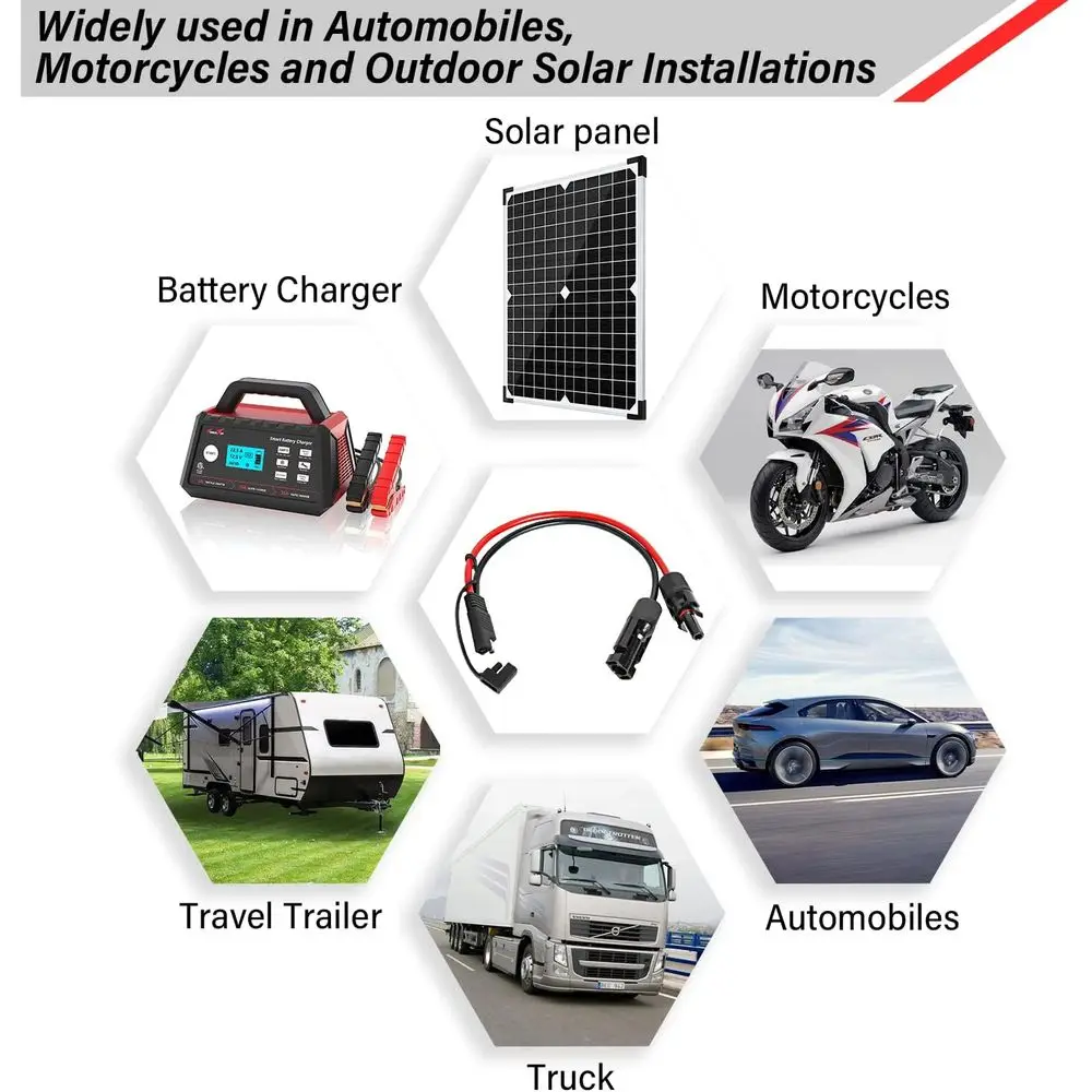 Cable adaptador de panel solar a SAE - Cable de extensión solar de 50 pies 10AWG para kit de cargador de batería de caravana de panel solar RV con SAE Pola