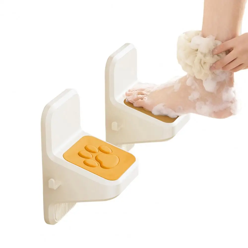 Non Slip Foot Wall Mount Shower Foot No-drill Bathroom Step Pedal Non-slip Foot Holder Stand for Shaving Legs Elderly Pregnant