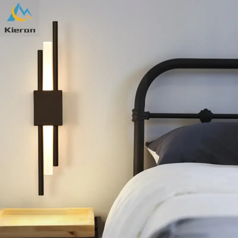 Modern Simple Long Tube LED Wall Lamp Bedroom Study Dining Room Hotel Bedside Wall Lights Living Room Decoration Iron Wall Lamps