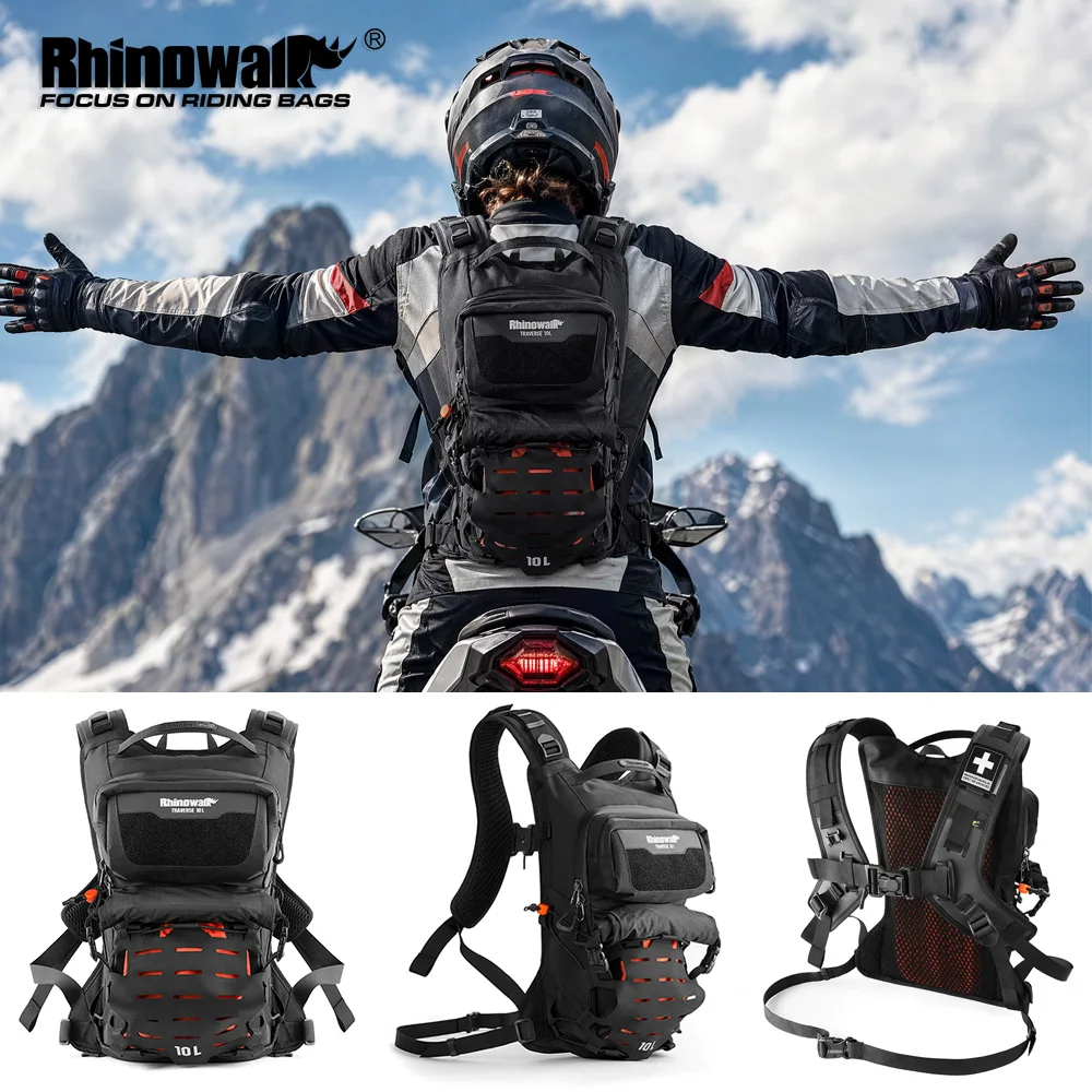 

Rhinowalk Motorcycle Backpack Waterproof 10L Tactical Adventure Outdoor Bag Pack With X-Lock Carrying System MOLLE Cushioned