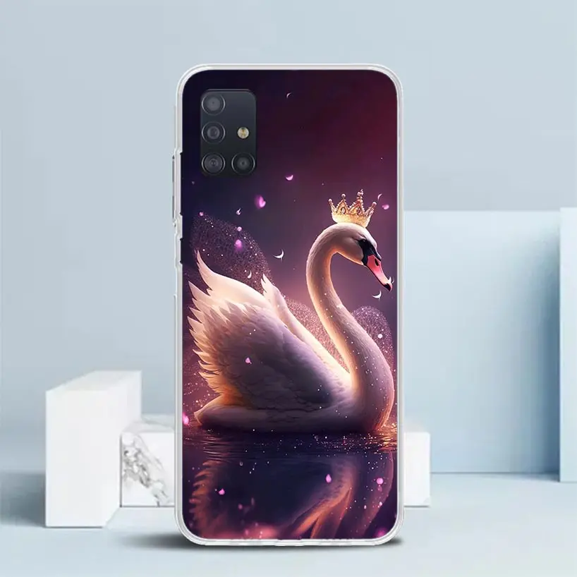 White Swan Grace Art Phone Case For Samsung Galaxy A51 A50S A41 A40 A31 A30S A21S A20S A20E A11 A10S A71 A70 A6 A7 A8 A9 Plus