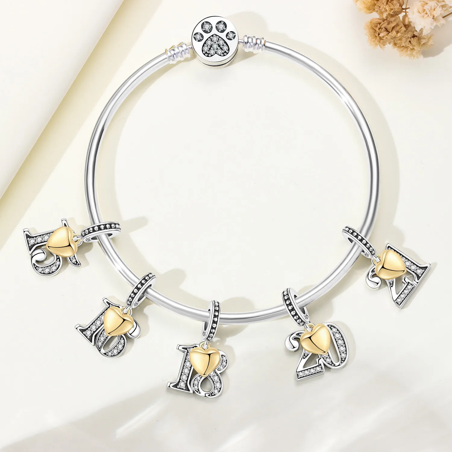Original 15th 16 18 20 21 Anniversary Birthday Wedding S925 Sterling Silver Bead Pendant Fit Bracelet Necklace DIY Jewelry Gifts