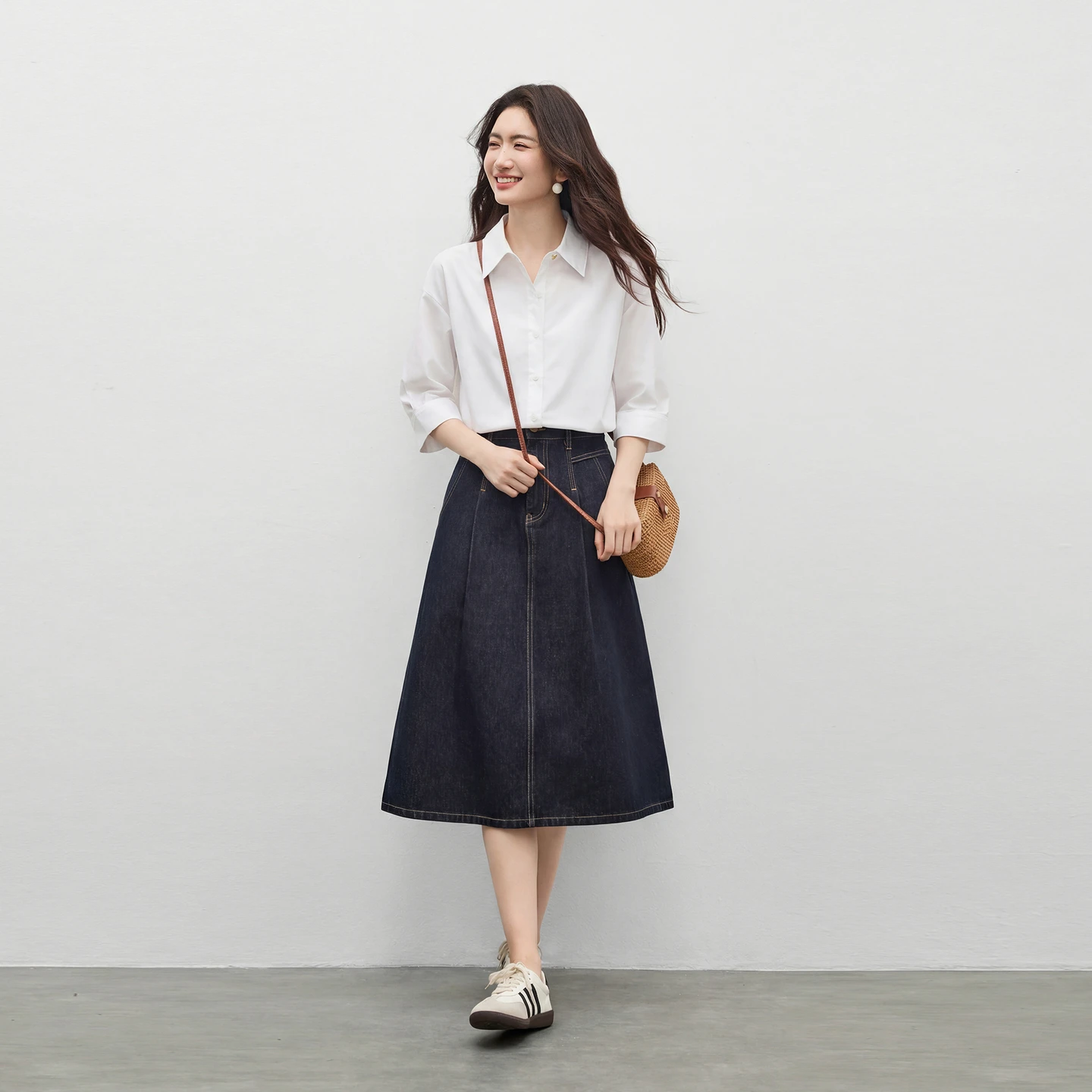 SENTUBILA Women Purple Shirt Summer Pure Cotton Office Lapel Collar Half Sleeve Blouse 2026 Pleated Cuff Straight Top 162CB6574X