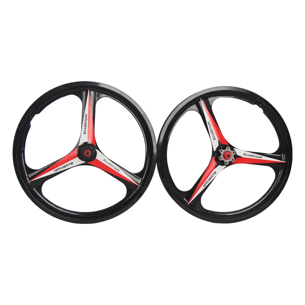 Magnesium Alloy Mountain Bike Wheel Set, Disc Brake Rims, 3 Spokes Cassette, Bicycle, 20 Inch, 406