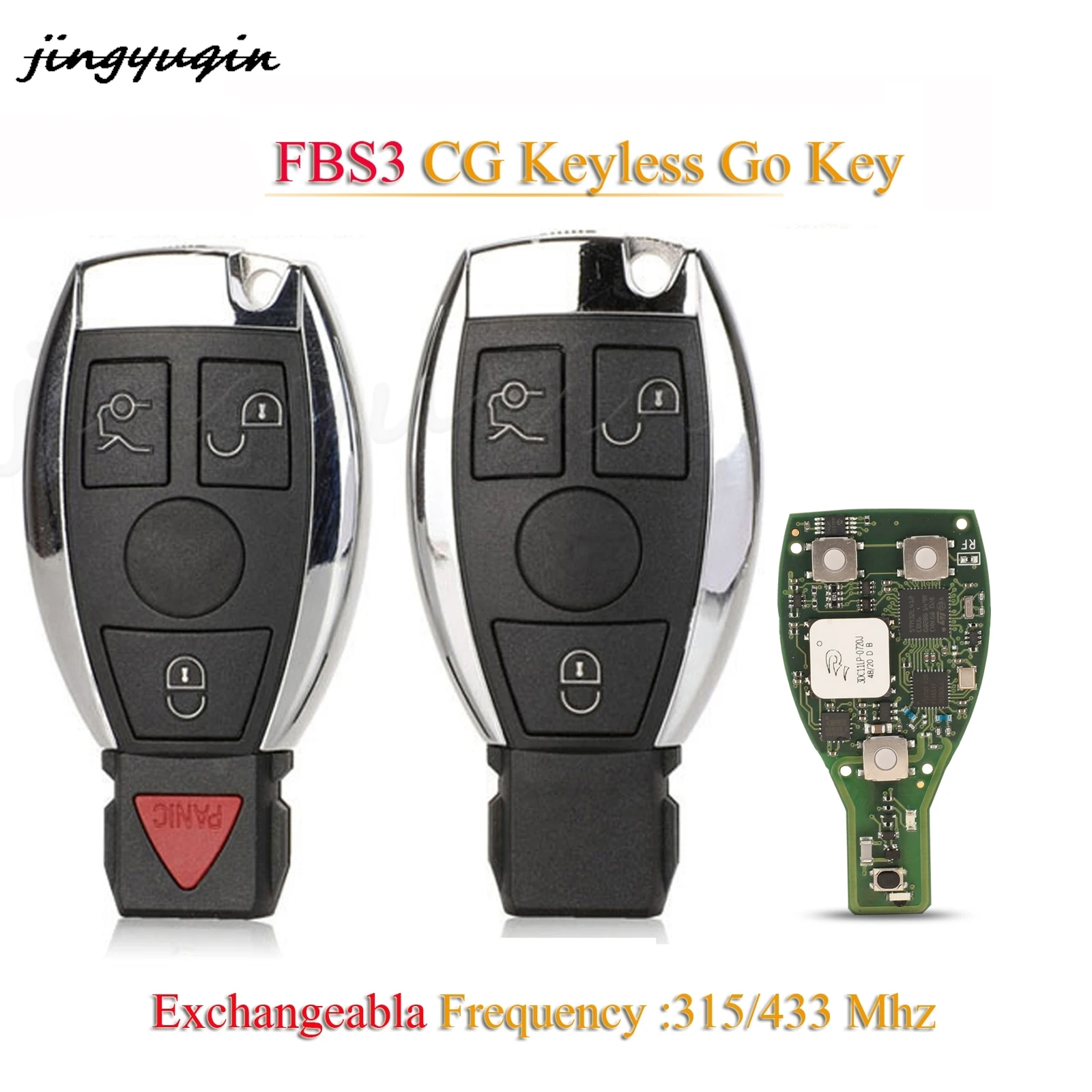 

jingyuqin CG MB FBS3 Keyless Entry For Mercedes Benz W164 W166 W216 W221 W251 W207 W166 W212 FBS3 Smart Key 433/315 Mhz 3/4BTN