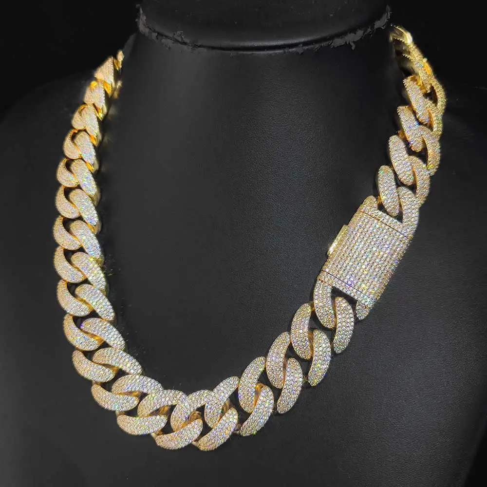 

20mm 4 Rows Hip Hop Iced Out Cuban Link Necklace Miami Bling Chain CZ Luxury Choker Chain Jewelry Gift for Men