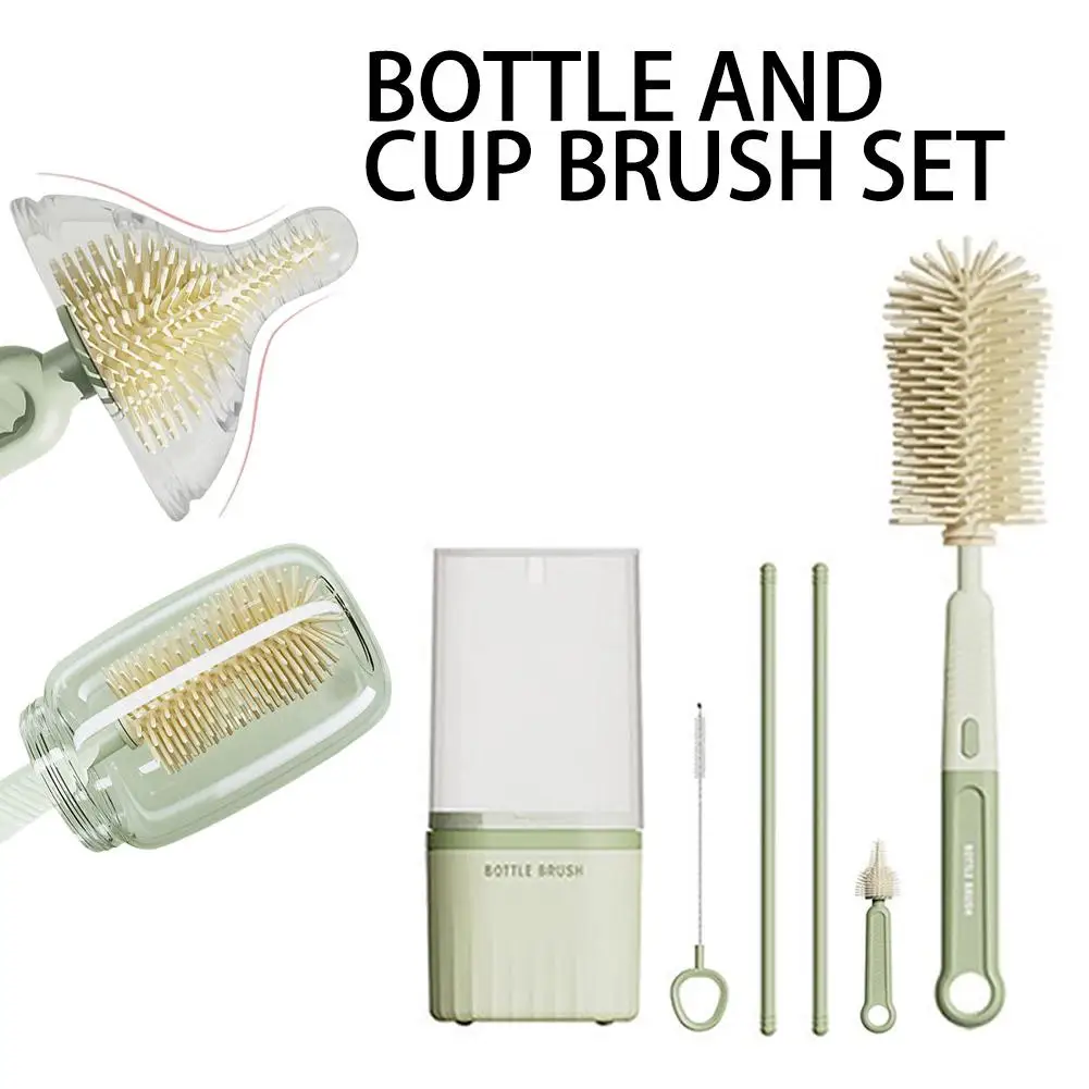 

Силиконовые щетки для детских бутылочек с коробкой для хранения, портативные съемные щетки для чистки бутылочек с молоком в подарок для новорожденных для ухода за ребенком