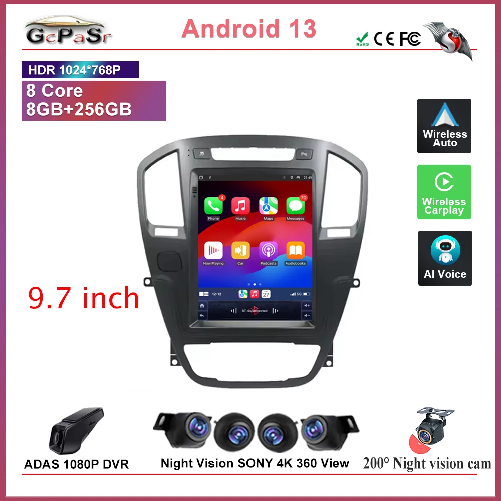 

Android 13 9.7 Inch For Buick Regal Opel Insignia 1 2009 - 2013 Auto Radio Multimedia Head Unit GPS BT Stereo Touch Screen DVD