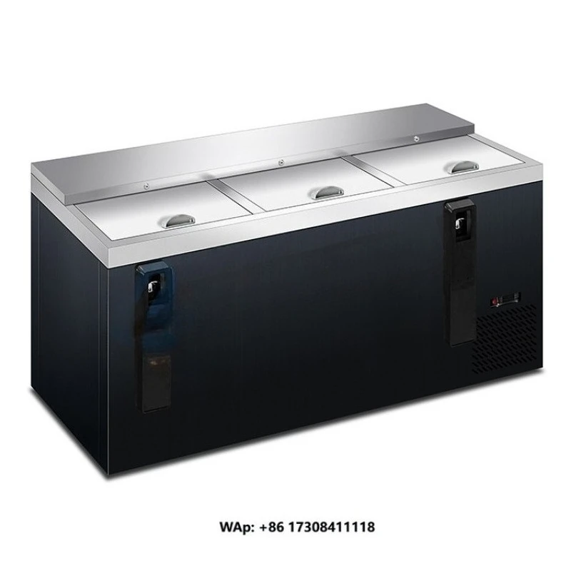 3 Sliding Door Stainless Steel Black Horizontal Bottle Cooler Top Open Chiller Back Bar Refrigerator Chest Freezer