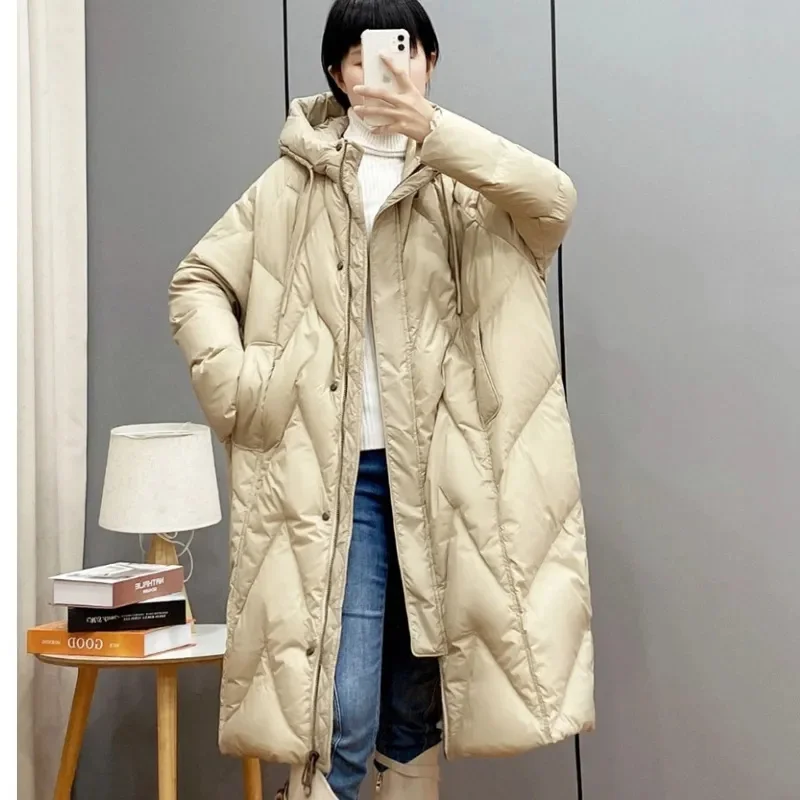 2025New Women Down Cotton Coat Winter Jacket Female Loose Parkas Long Hooded Outwear Warm Thick Snow Wear Cotton Overcoat Female