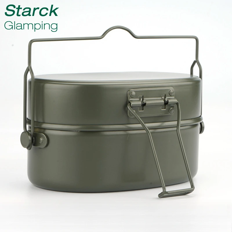 

Немецкий двухслойный ланч-бокс для кемпинга, герметичный алюминиевый ящик для хранения, термостойкий изолированный ланч-бокс, уличная посуда