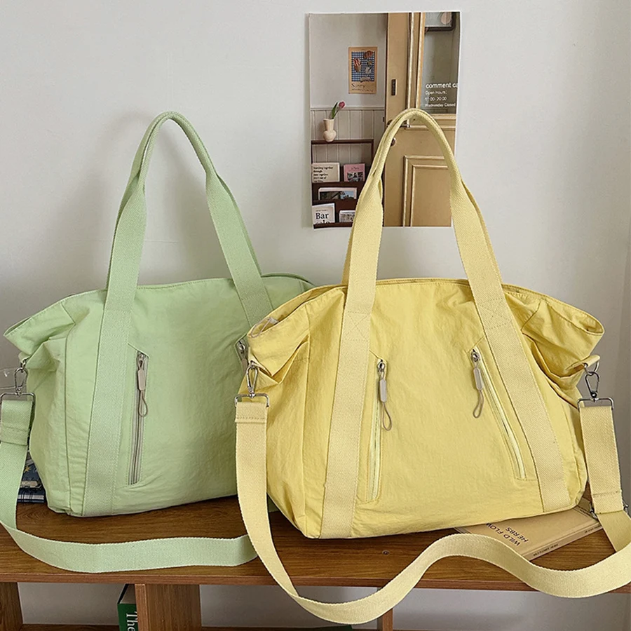 المرأة سعة كبيرة حمل حقيبة يد الإناث في الهواء الطلق السفر كيس التخزين الرياضة الصالة الرياضية تخزين حقيبة كتف حقيبة شعبية بسيطة كيس