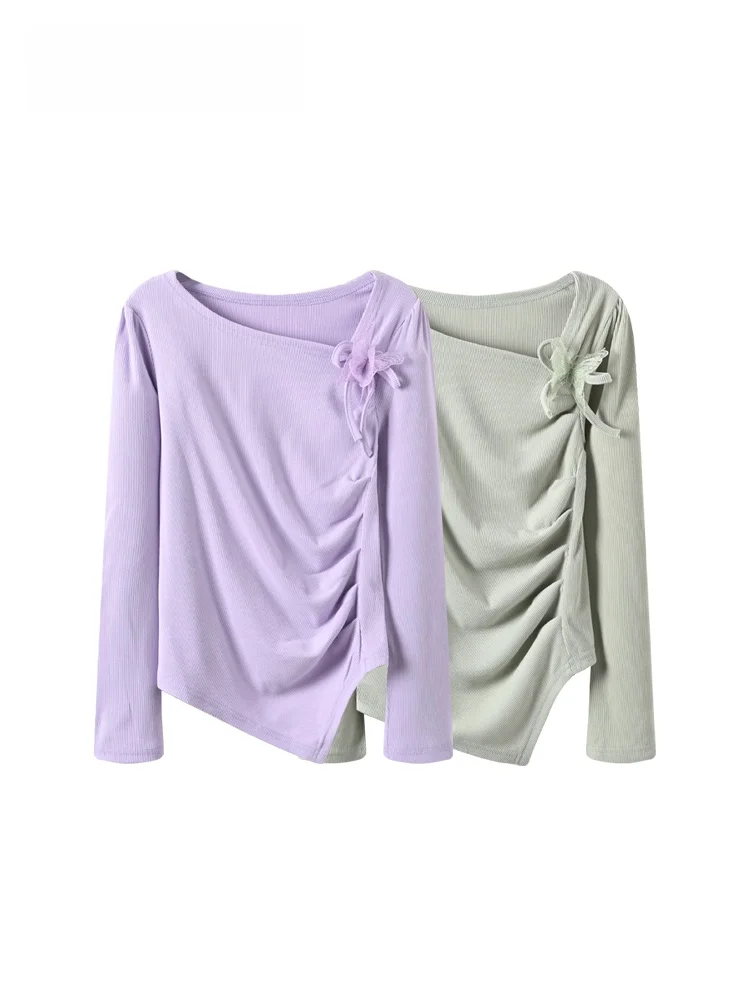 

plus Size Women's Long Sve T-irt Autumn Winter New Sle Slimming Design Cara CLUB Large Size Faionable Inner Wear Top