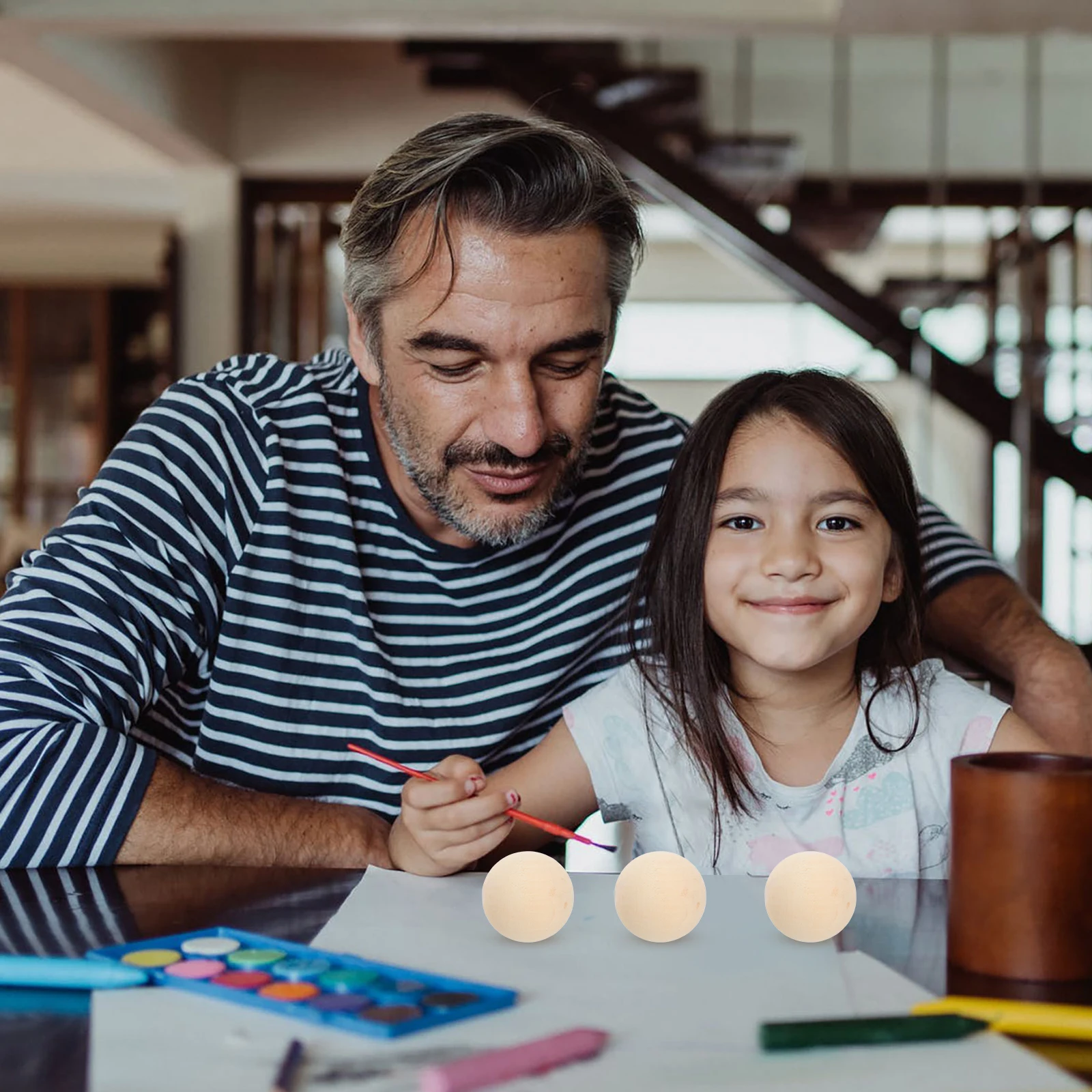 10Pcs Wooden Craft Balls Solid Non-Porous for Kids Creative Projects Develop Hand Eye Coordination Long Lasting Use