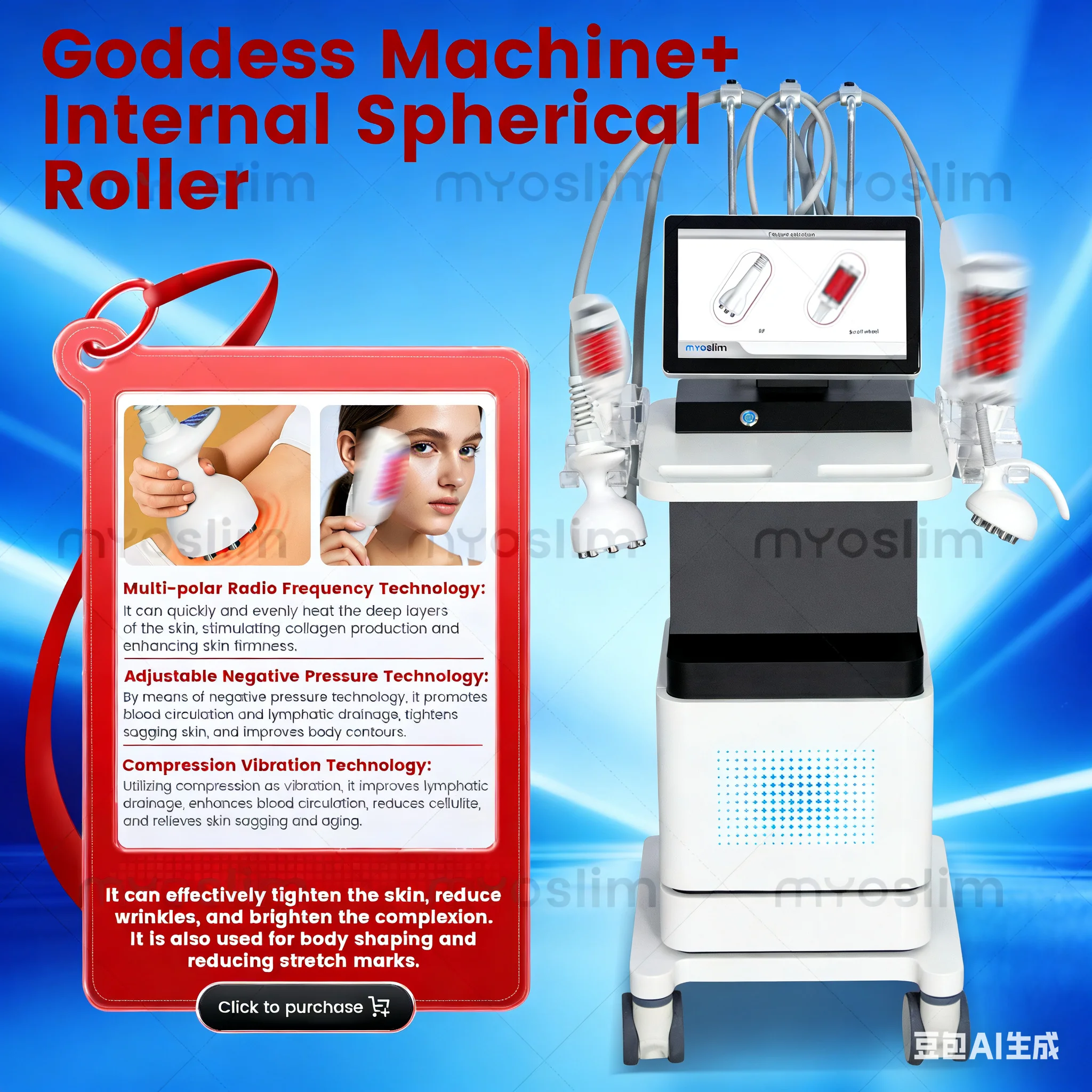 

Venus Legacy Cavitation Roller Slimming Machine - Fat Reduction & Skin Tightening with Facial Radiofrequency Tip