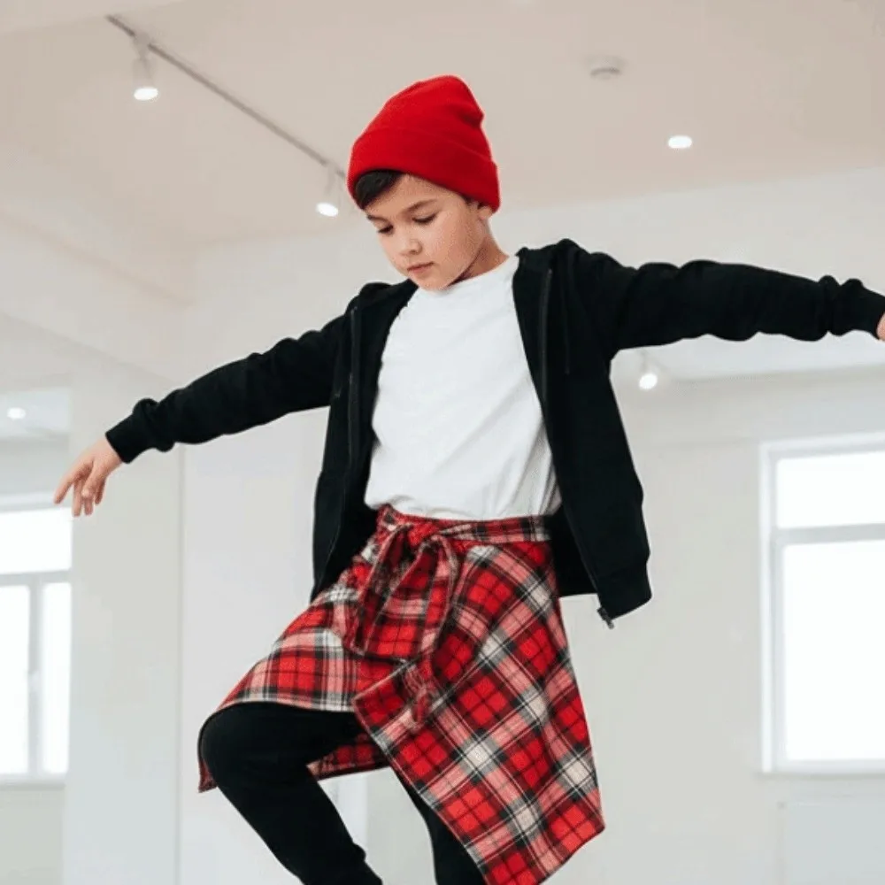 Korean Style Plaid Skirt Belted Hip-hop High Waist Kids a-line Shortskirt Underskirt Vintage Waist Seal Skirt Street Dance