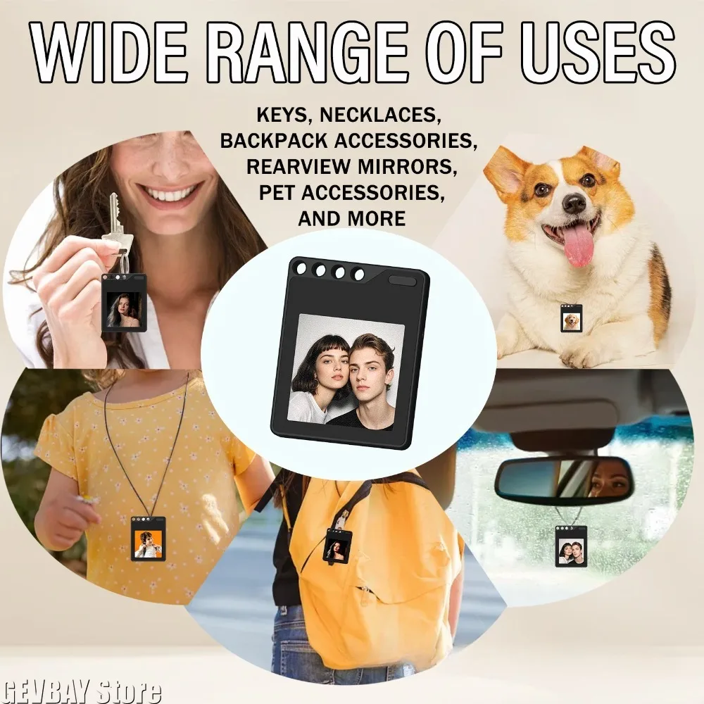 Digital Memory Photo Transfer E‑Ink Tag, 1.54 Inch 4‑Color Display Keychain for Luggage Badge Pet Locator for iOS iPhone