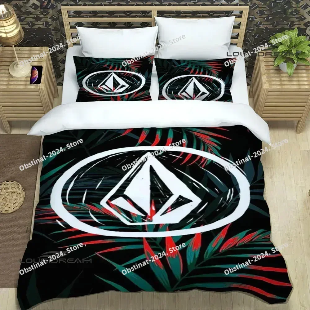 2026 V-VOLCOM LOGO 3D Printing Comforter Bedding Set,Duvet Cover Bed Set Quilt Cover Pillowcase,King Queen Size Bedding Set Kid