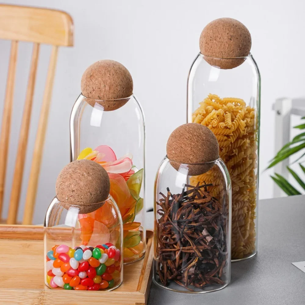 Cork Stopper Glass Sealed Jar Coffee Beans Dried Fruit Storage Box Kitchen Food Multigrain Storage Jar Creative Cork Tea Jar