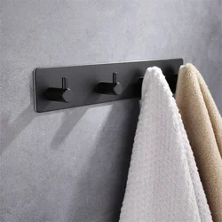 Stainless Steel Wall Hook Sticker Adhesive Door Hook Towel Clothes Robe Rack Bathroom Accessories Towel Holder Bathroom Set