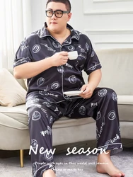 Pyjama Homme En Satin À Manches Courtes, Vêtement De Salon, Extra Large, 165kg, Peut Être Porté À L'extérieur Dans La Glace, Été, Décontracté, FjSet