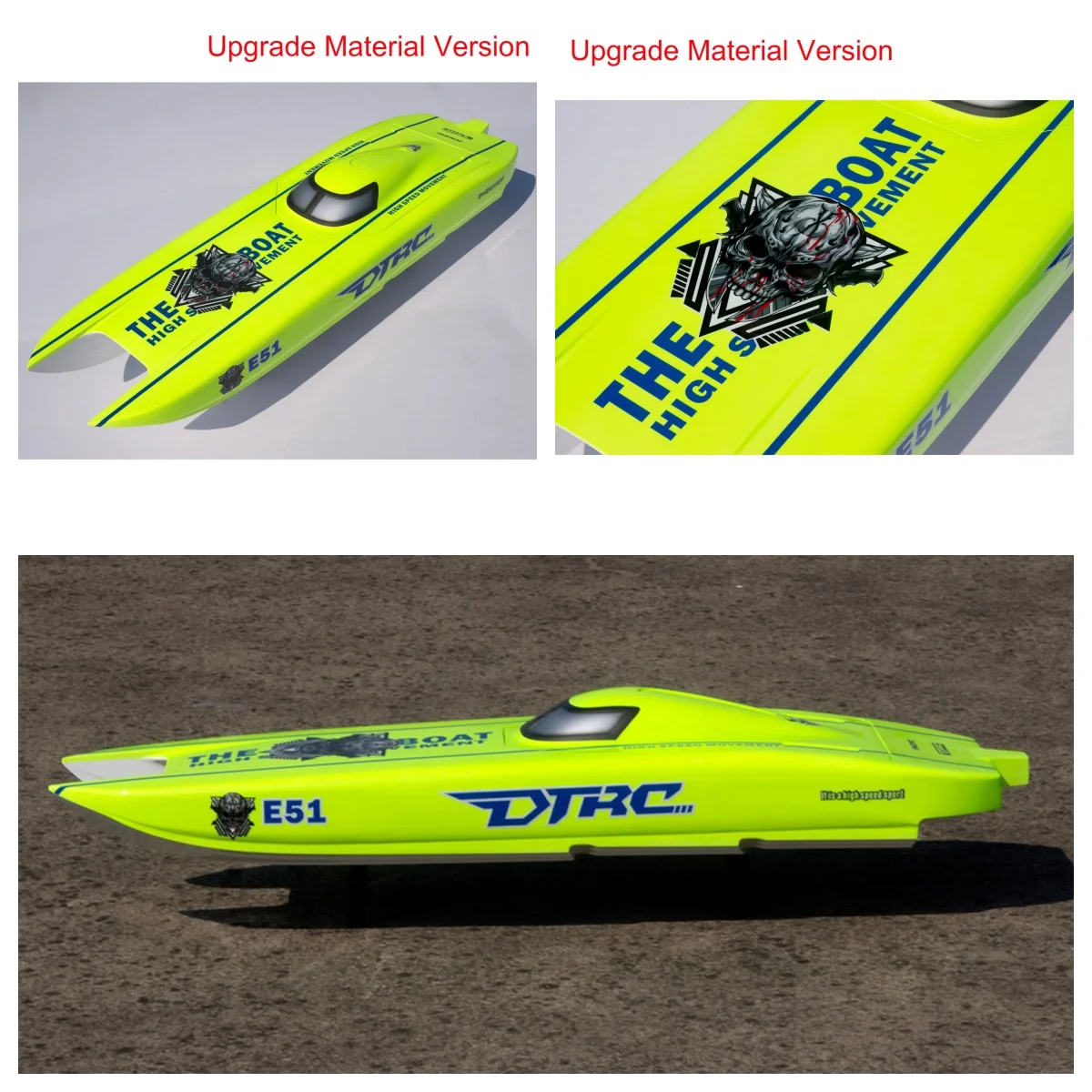 RC เรือแข่งเคฟล่าร์ E51 DTRC เรือควบคุมไร้สายความเร็วสูงไฟฟ้าเรืออะไหล่ของเล่นสำหรับชาย TH23214-SMT7