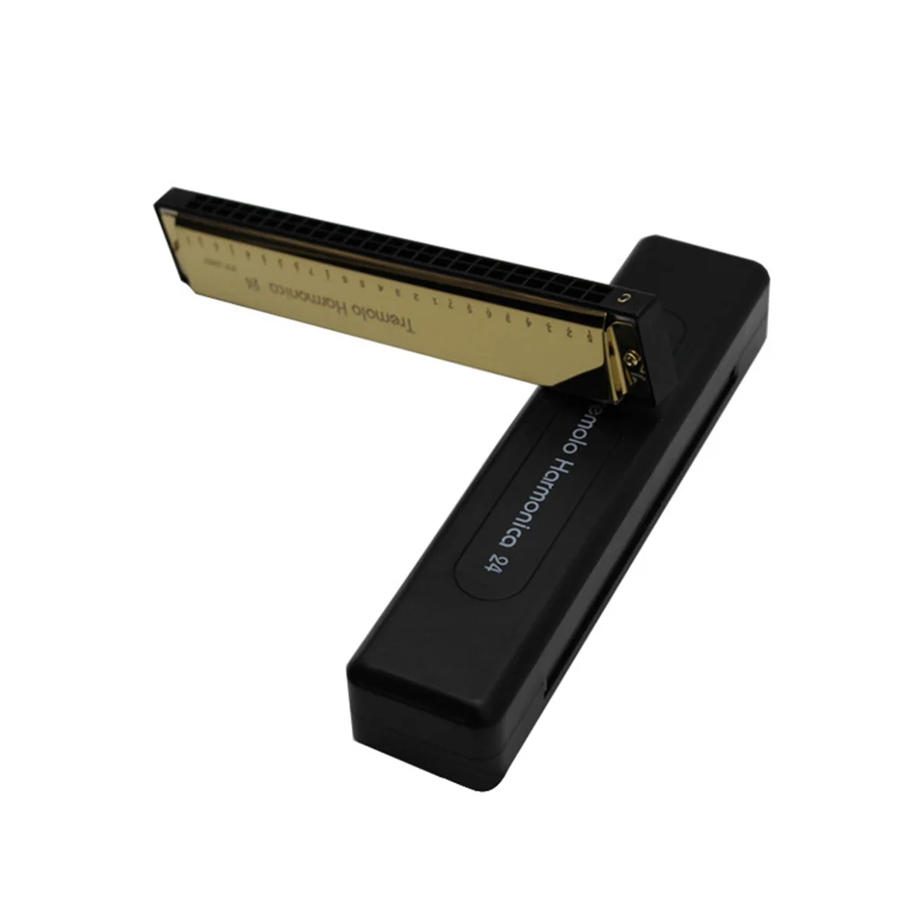 

24 Holes Diatonic Hole Harmonica Golden Color Perfect Size for Beginners Kids Gift Blues Folk Music Instrument