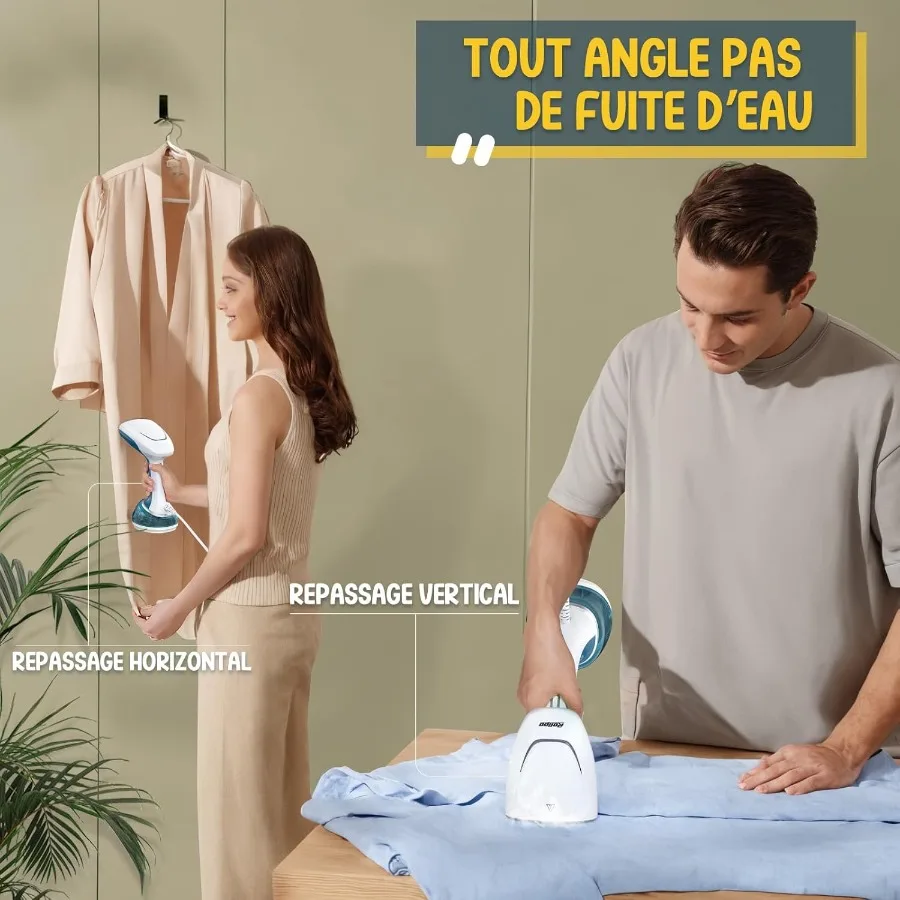 باخرة محمولة للملابس 1200 واط مع خزان مياه كبير 360 مللي مزيل التجاعيد السريع مُبخّر ملابس محمول مثالي للمنزل خارج #5