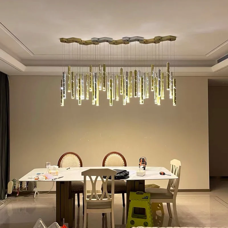 Nordic Bar Chandelier Hotel Lobby Restaurant LED Hanging Lighting Dining Island Home Decor Beauty Club Gold/Silver Pendant Lamps