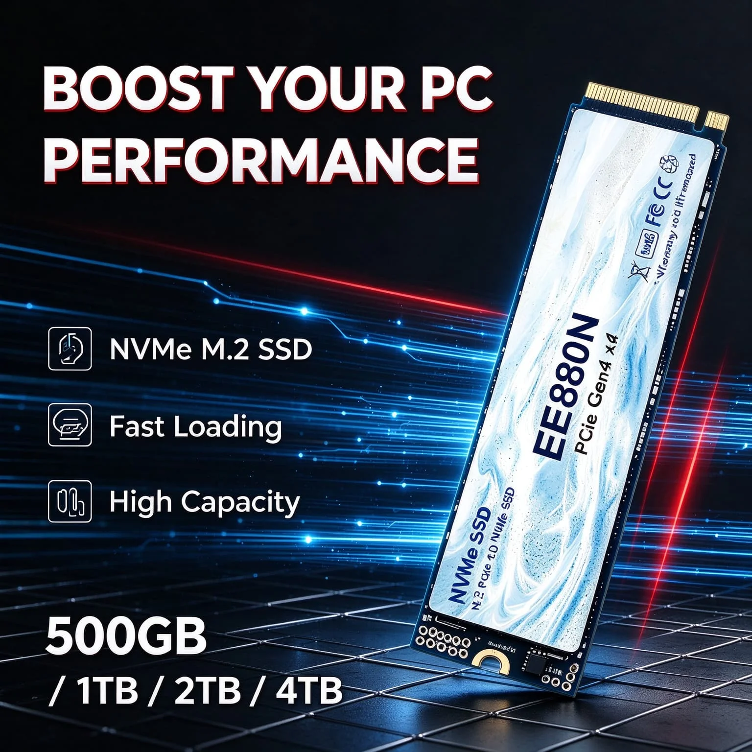 Integrated Solid State Drive EE880N New High Performance M2 NVMe PCIe Gen4 SSD 500GB 1TB 2TB 4TB Game Work PC HDD