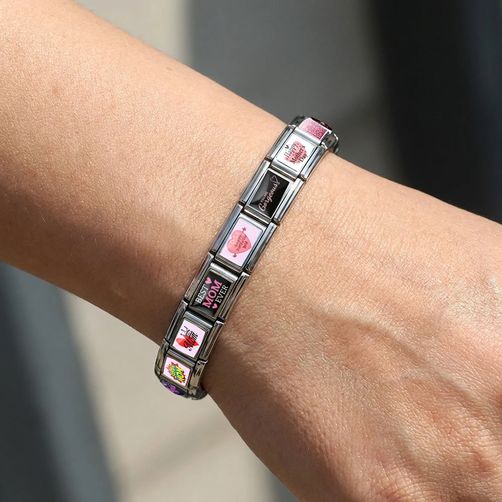 Original Design Muttertag Bunte Anhänger Schmuckgeschenke Italienische Glieder passend für 9mm Edelstahlarmband Großhandel DIY – Detail 5