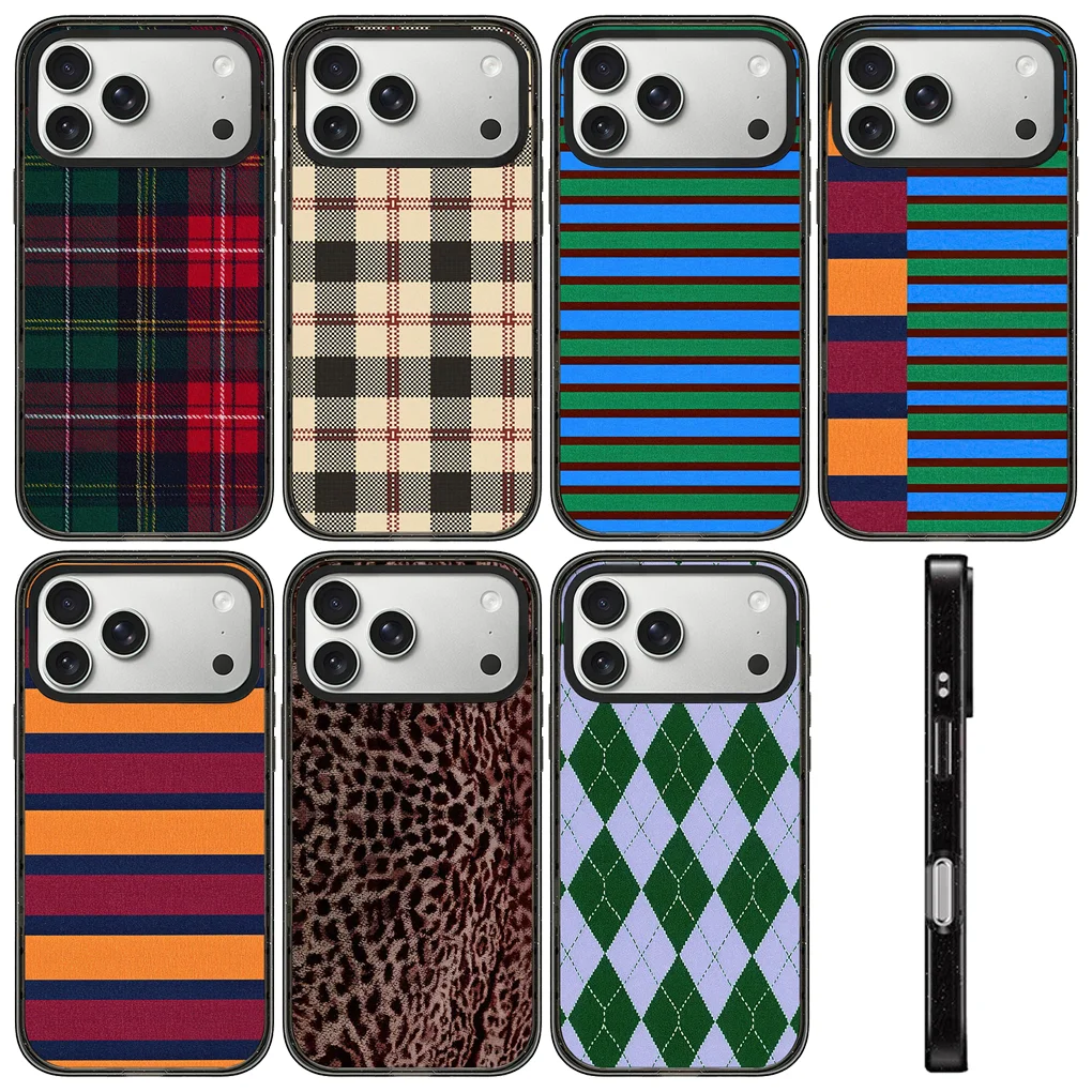 

Stripe Color Matching 2.0 Acrylic Black Border Phone Cover For IPhone 12 13 14 15 16 17 Pro Max Case For IPhone 17 Air