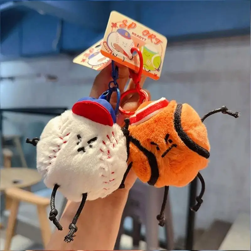 Plush Sports Toy Balls Keychain Sports Series Soft Keyring Handbag Decoration Pendant Plush Texture for Any Occasion