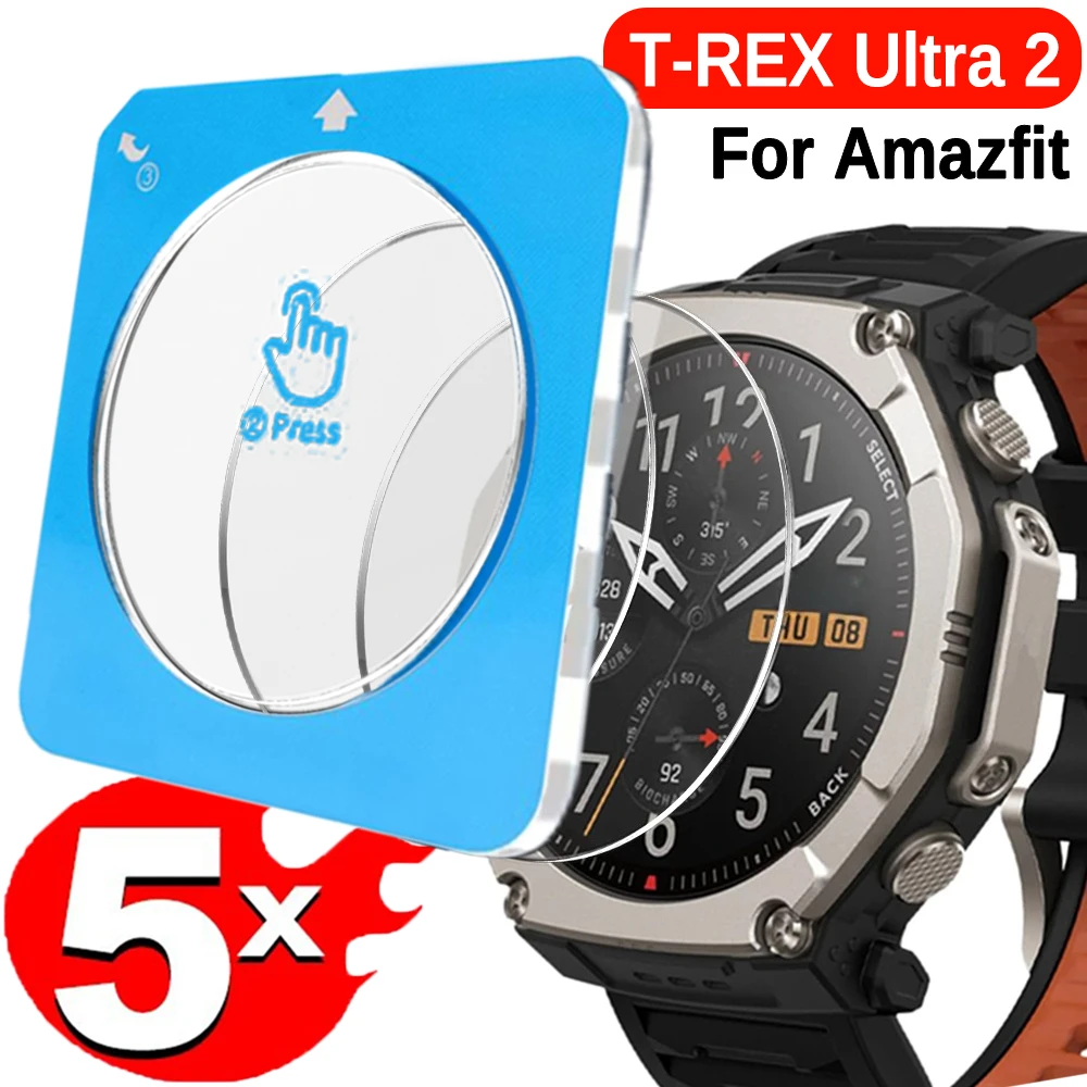 

5-1 шт. Защитное стекло для Amazfit T-Rex Ultra 2 с легкой установкой, автоматическим выравниванием, защитой от царапин, покрытие для экрана