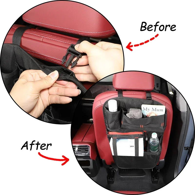 

1Pcs Black For BMW 5 Series G60 2024+ Car Seat Back Storage Organizer Bag Multifunction Storage Box Stowing Tidying Pocket