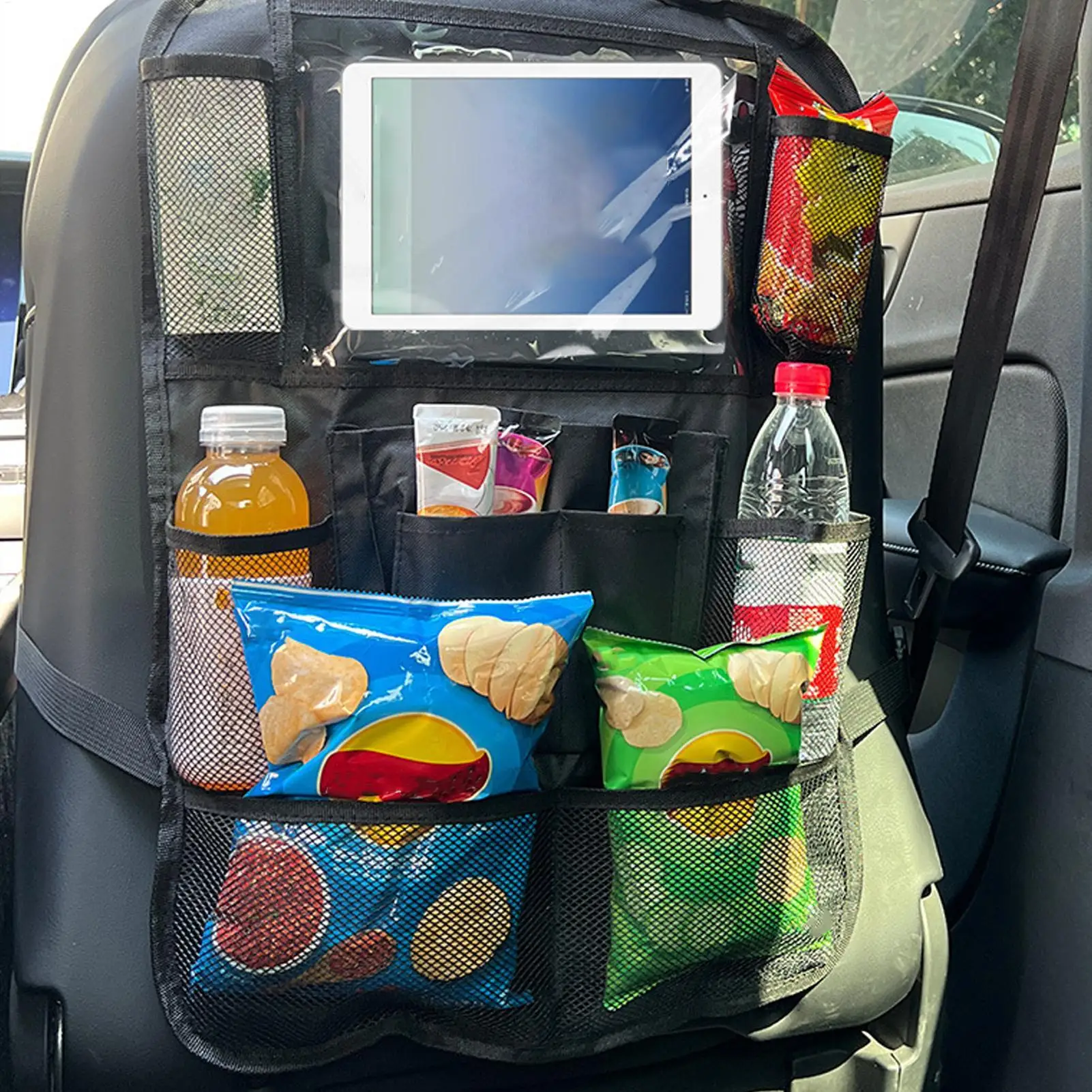 Backseat Car Organizer Storage Bag with Multiple Pockets Kick Proof Waterproof Hanging Holder for SUV Travel Toys Snacks Tissues