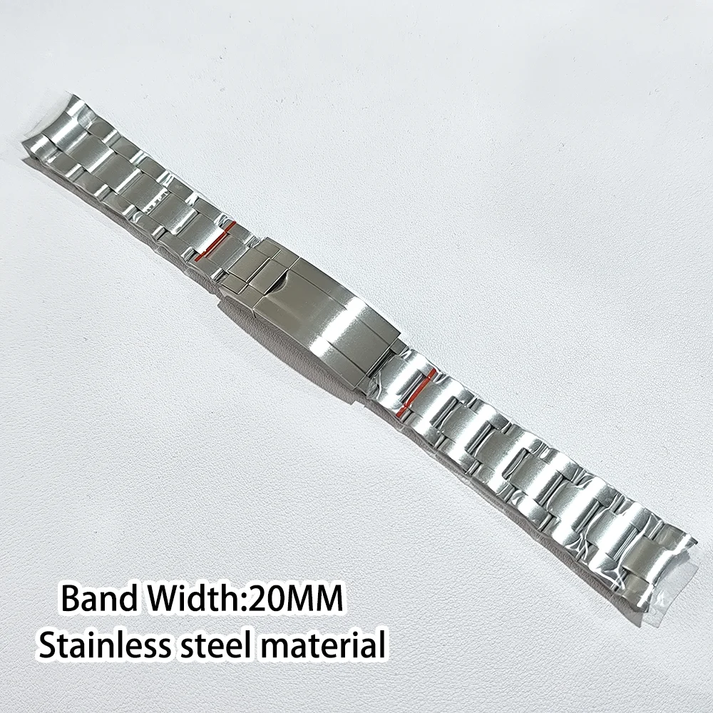 20mm Width Watch Bands For NH35 39mm Watch Cases Stainless Steel Material Band Adjustment Folding Bracelet Clasp Watch Band