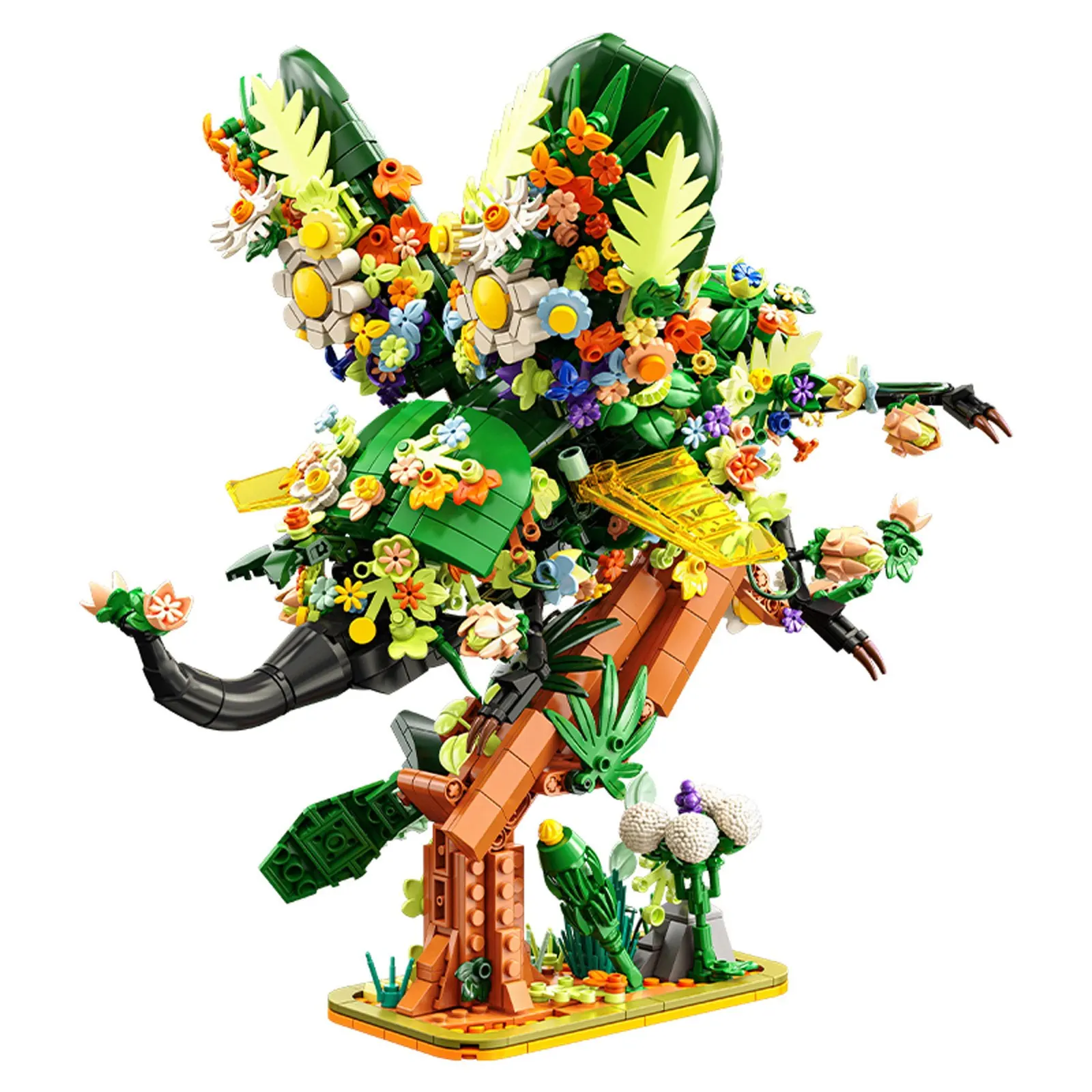 MOC Flores e Animais Série Papagaio Modelo Decorativo de Exibição Camaleão Unicórnio Blocos de Montar Brinquedos Ornamentos para Casa