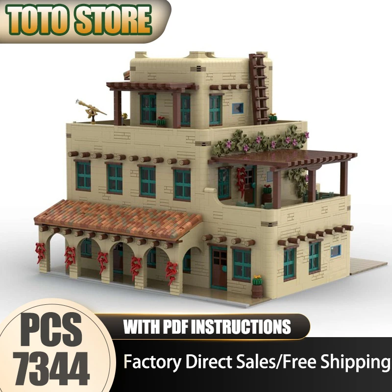 

City Street View Model Moc Building Bricks Aqua Inn & Saloon Technology Modular Blocks Gifts Christmas Toys DIY Sets Assembly