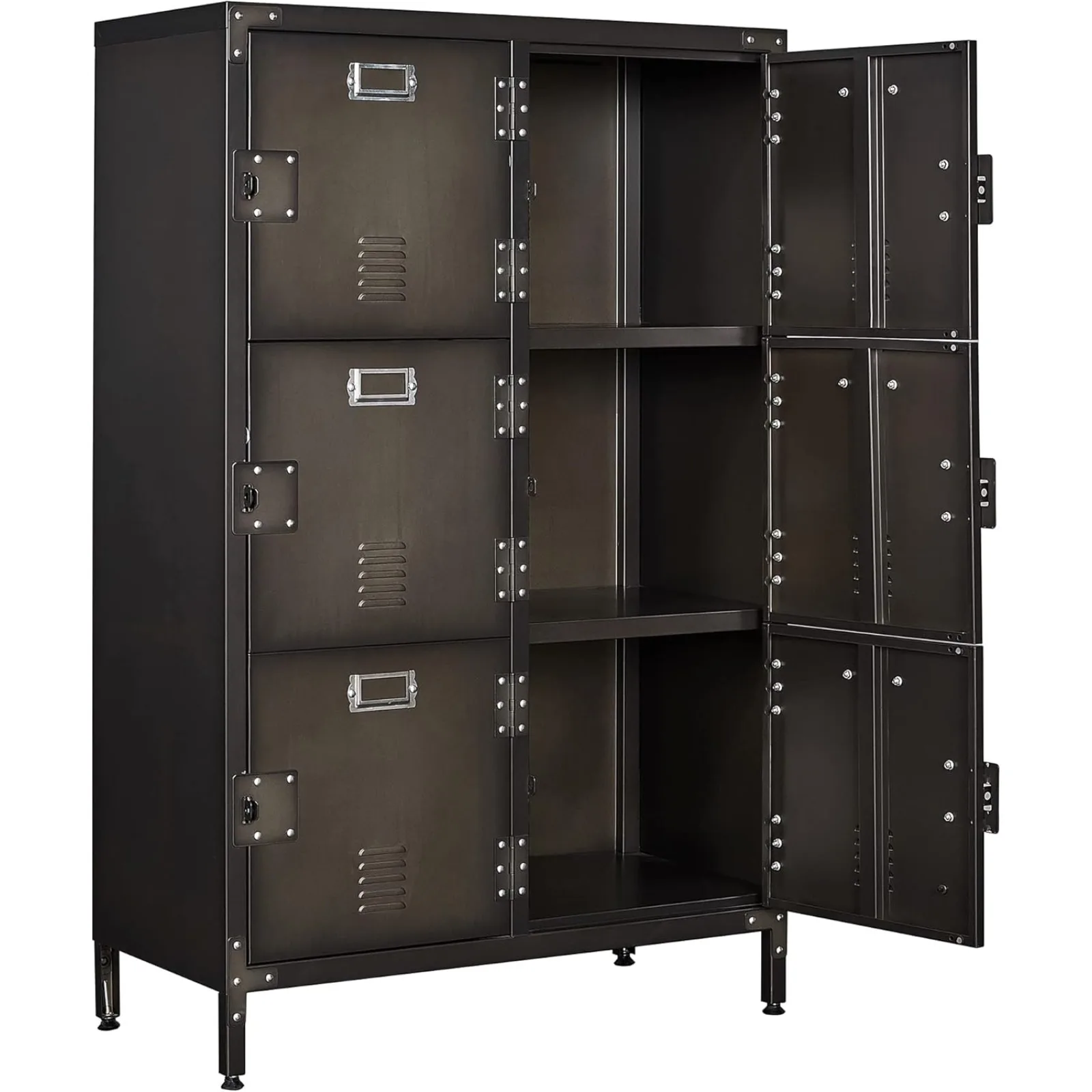 

US Metal Storage Cabinet, Storage Locker Employees Locker with 6 Doors, 47" Height Steel Cabinet with Lockable Doors