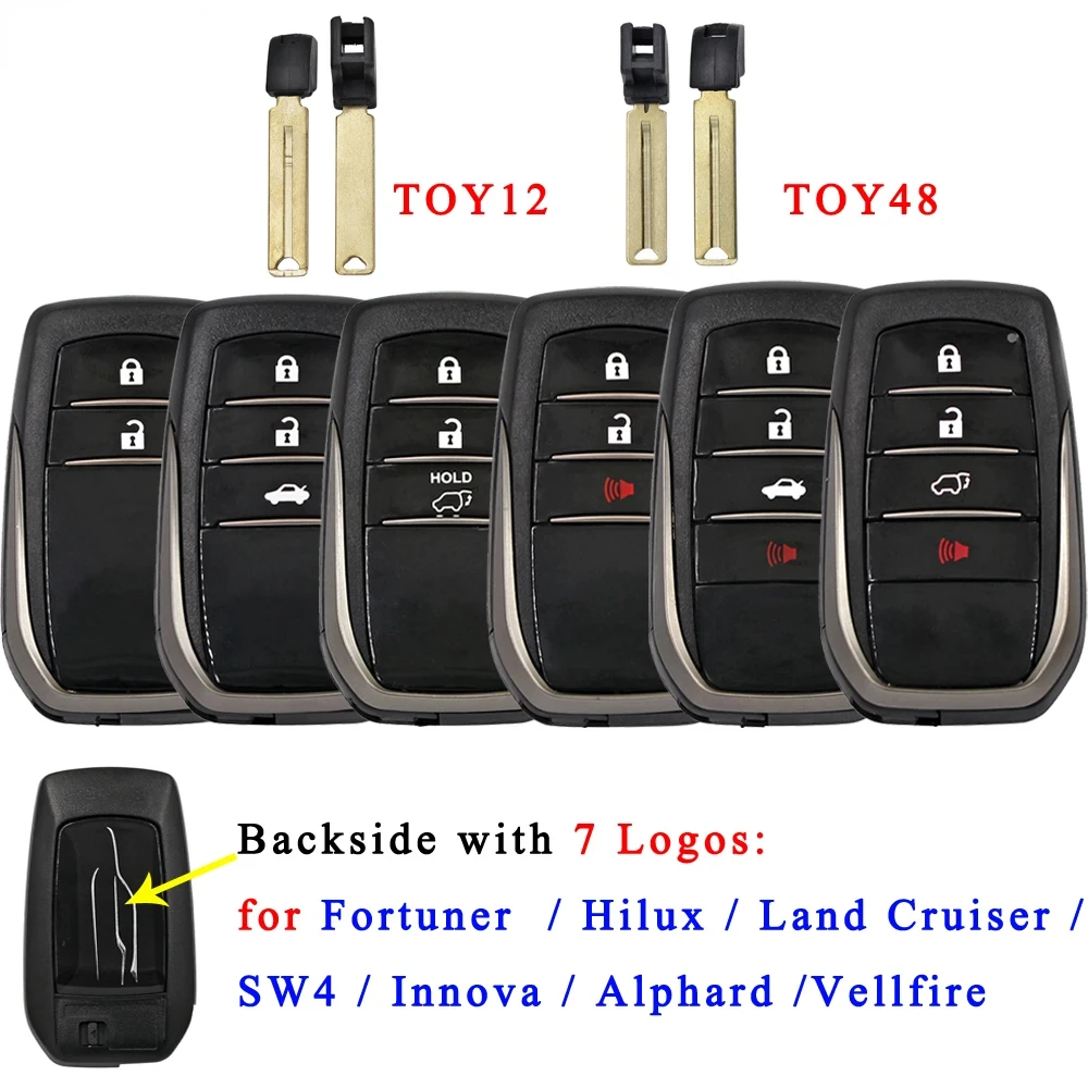 2/3/4 Buttons Smart Remote Car Key Shell Case Fob For Toyota VELLFIRE  FORTUNER LAND CRUISER  HILUX / INNOVA SW4 ALPHARD