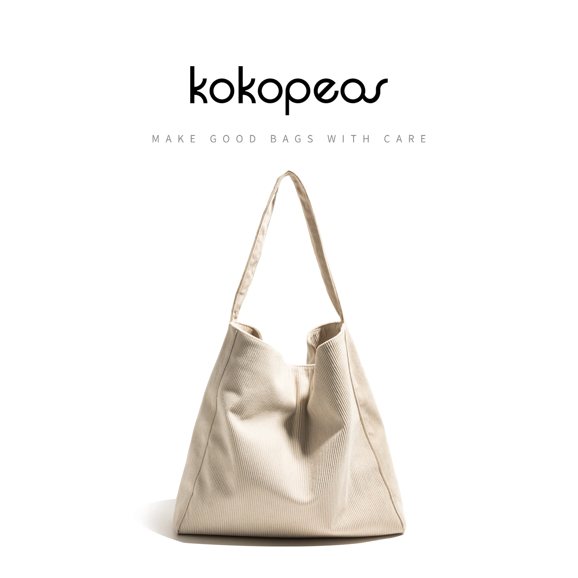 

KOKOPEAS Striped Simple Large Capacity Shopping Purse Women Corduroy Fabric Underarm Shoulder Commuter Bag Stylish Tote Handbag